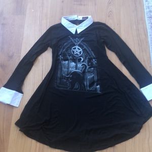Spiral Direct Wednesday Cat Pentagram dress S fit flare nwot new never worn